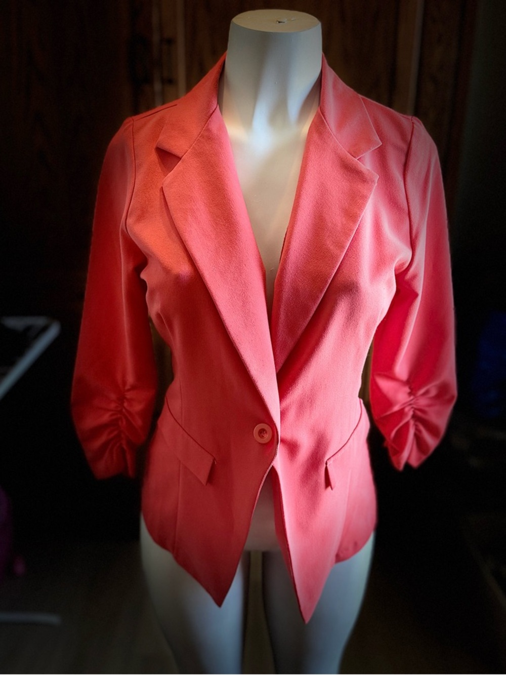 Women's Coral Pink Single-Button Blazer